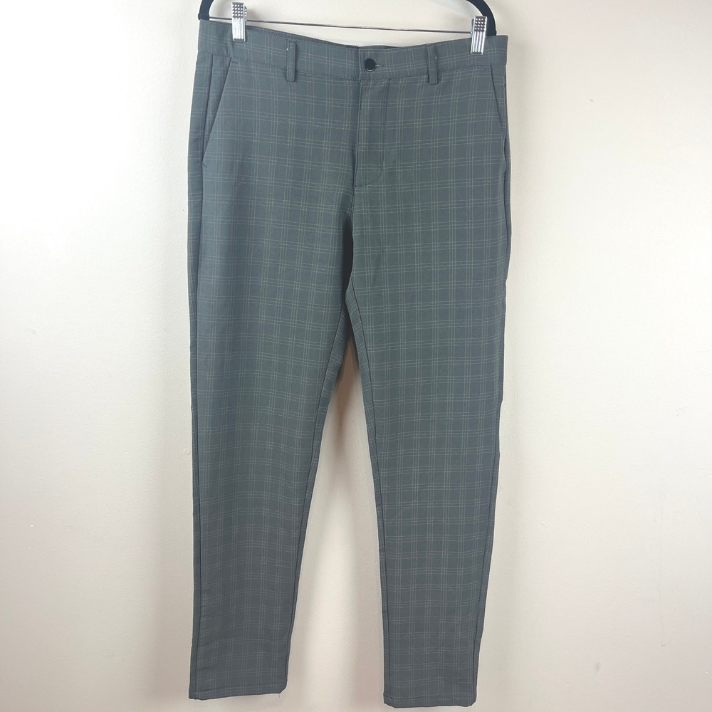 Day & Age Gray Plaid Slim Fit Slacks Pants 34x32